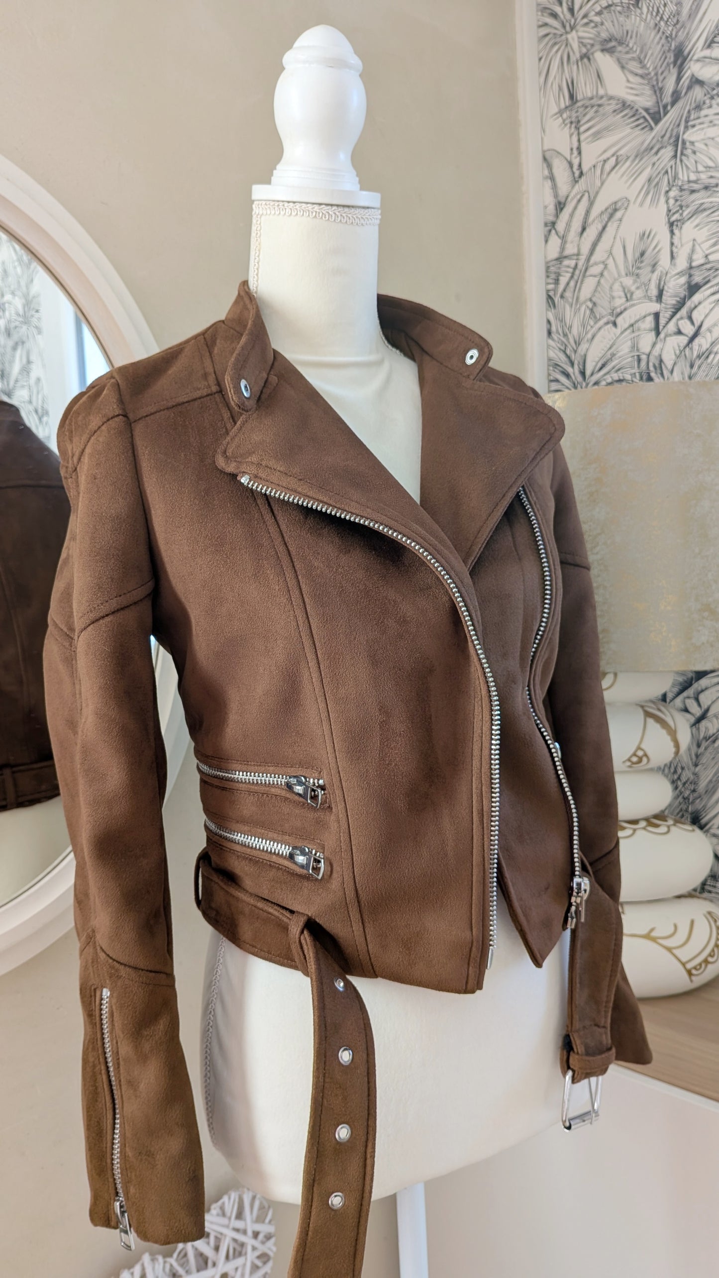 Perfecto suédine chocolat - Zara - 34/36