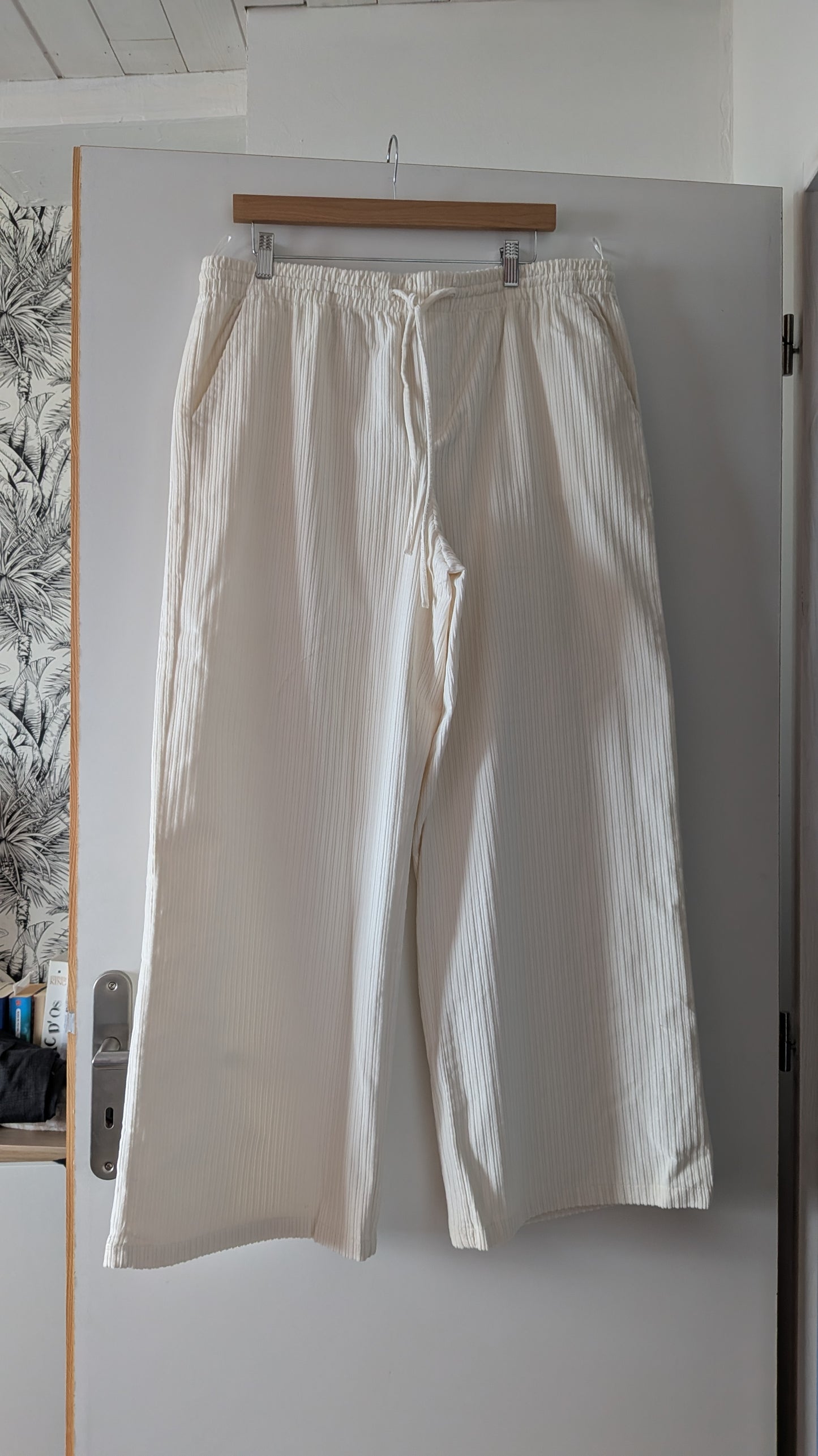 Pantalon velours côtelé blanc - Zara - 44