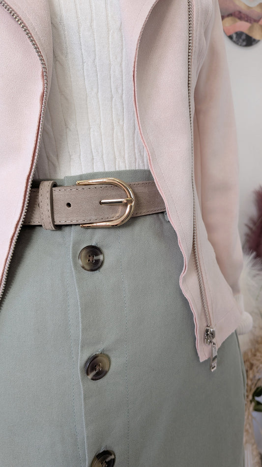 Jupe longue kaki à boutons - Boutique indépendante  - 34/36