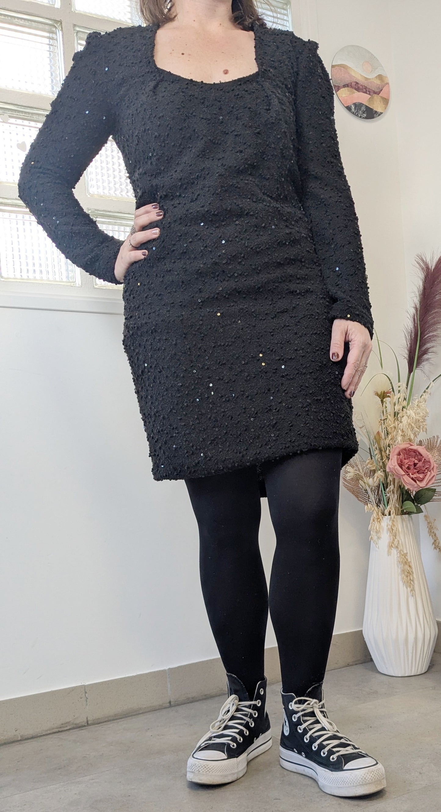 Robe courte noir à paillettes - Boutique indépendante  - 38/40