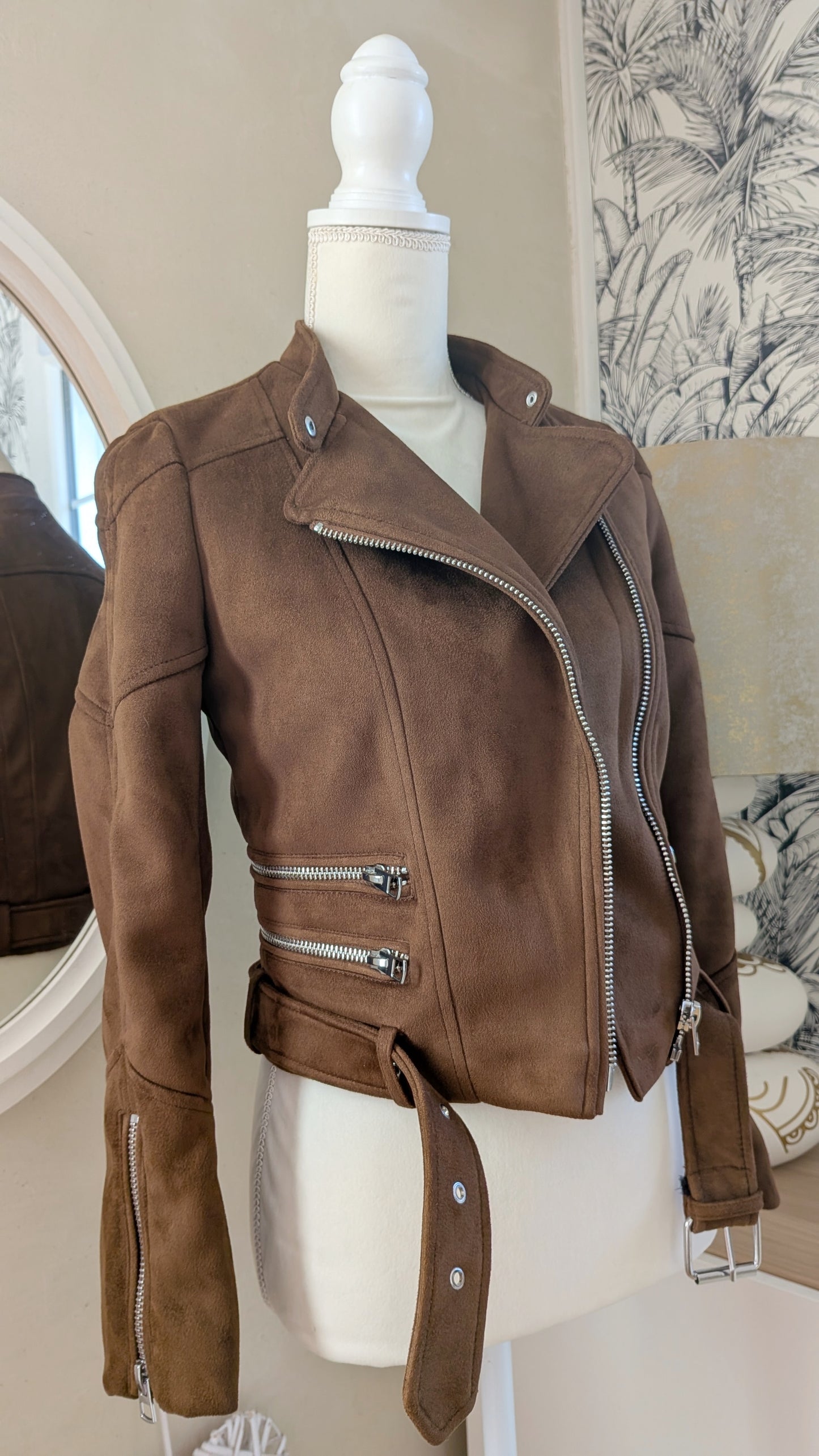 Perfecto suédine chocolat - Zara - 34/36