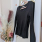Pull noir côtelé cranté - Capsule - 38/40