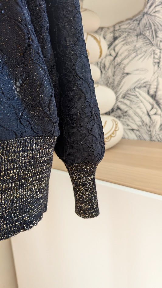Pull dentelle noir doré - Promod - 40