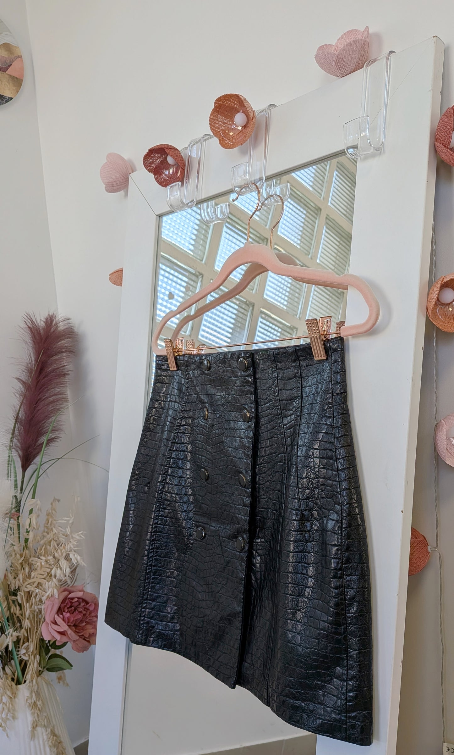 Jupe noir simili croco - Zara - 36