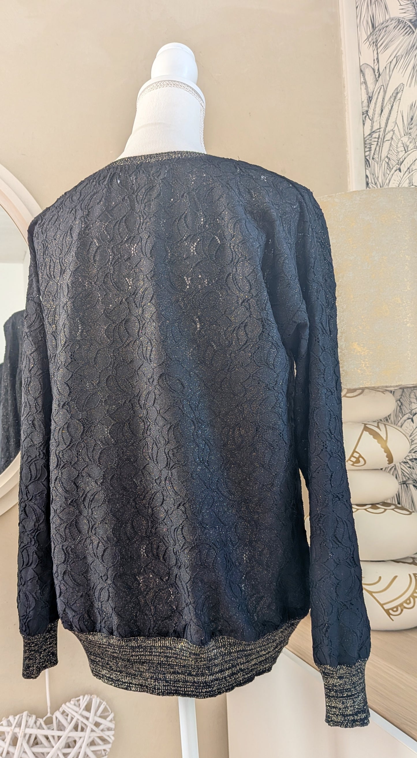 Pull dentelle noir doré - Promod - 40