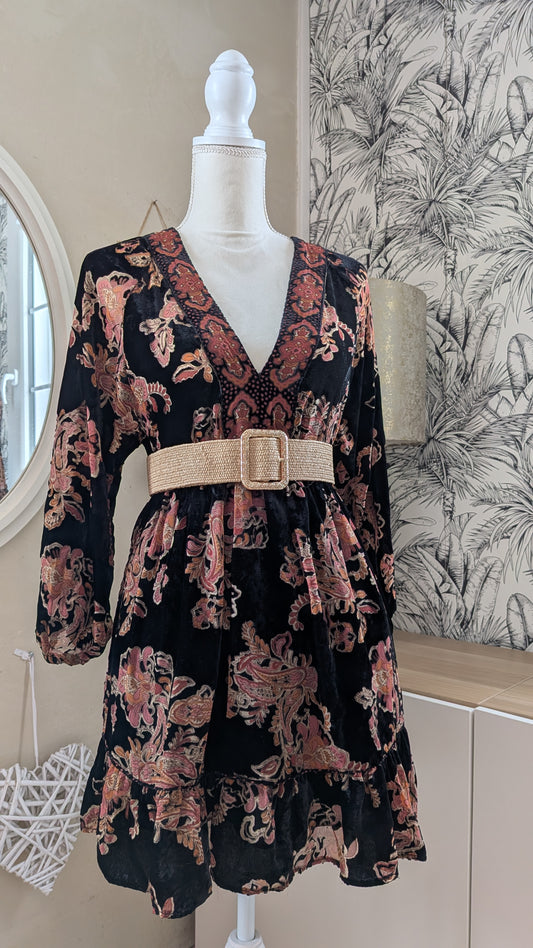 Robe velours bohème chic - Zara - 36