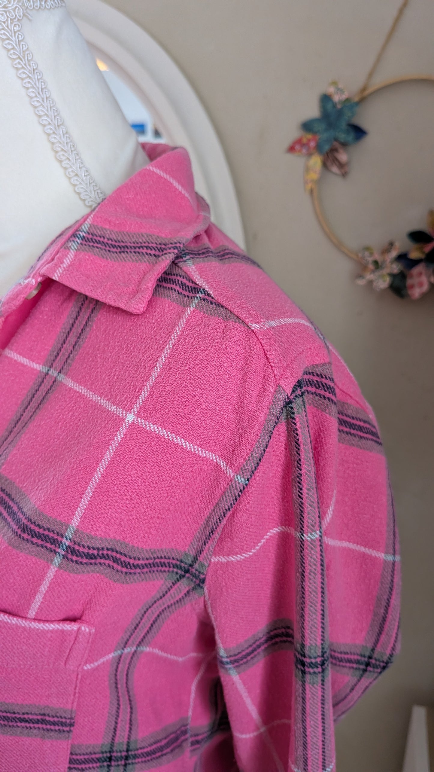 Chemise rose à carreaux - Hollister - 36