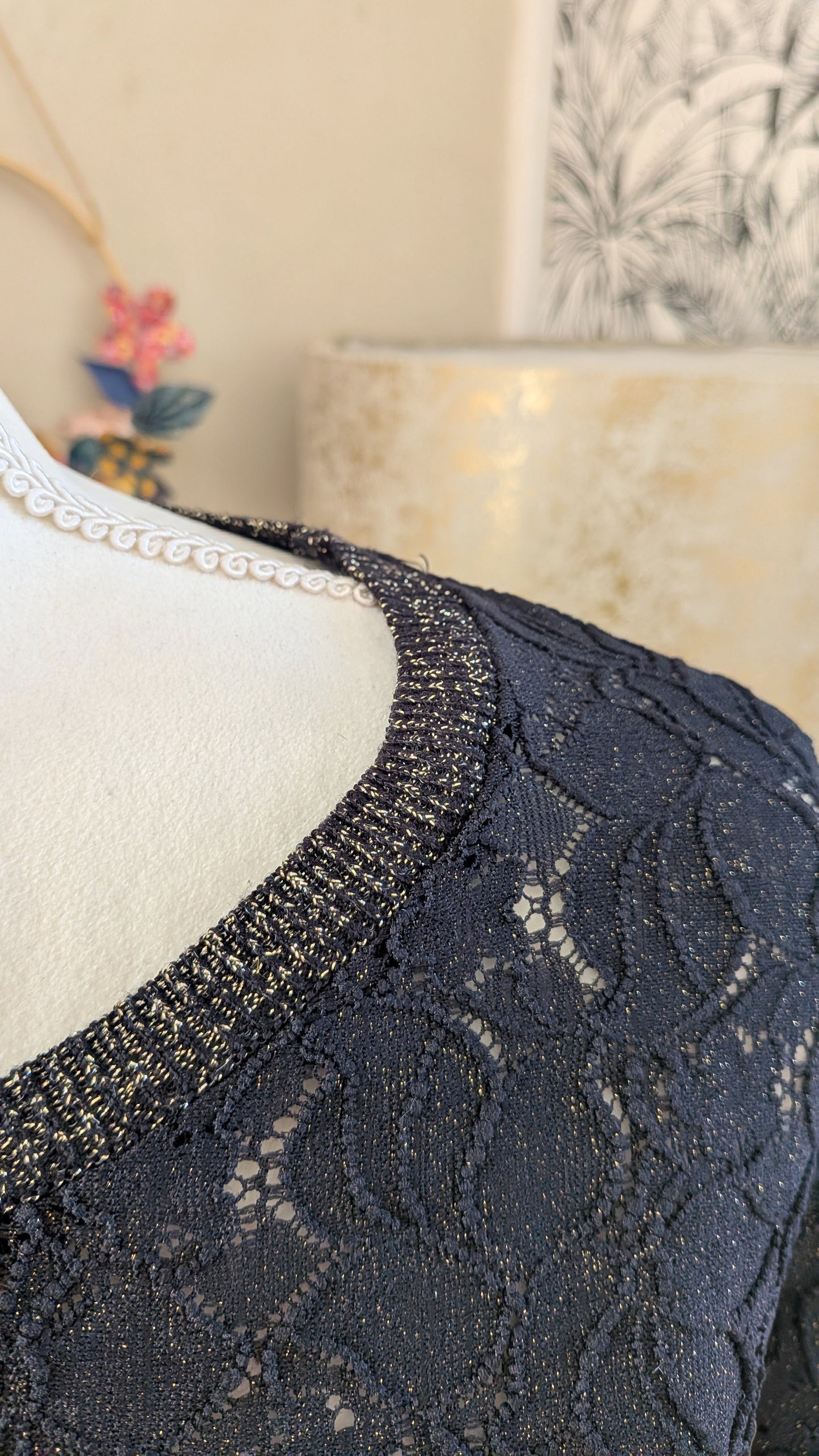 Pull dentelle noir doré - Promod - 40