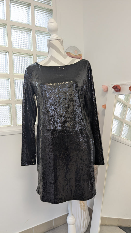 Robe courte noir sequins - Stradivarius - 38/40