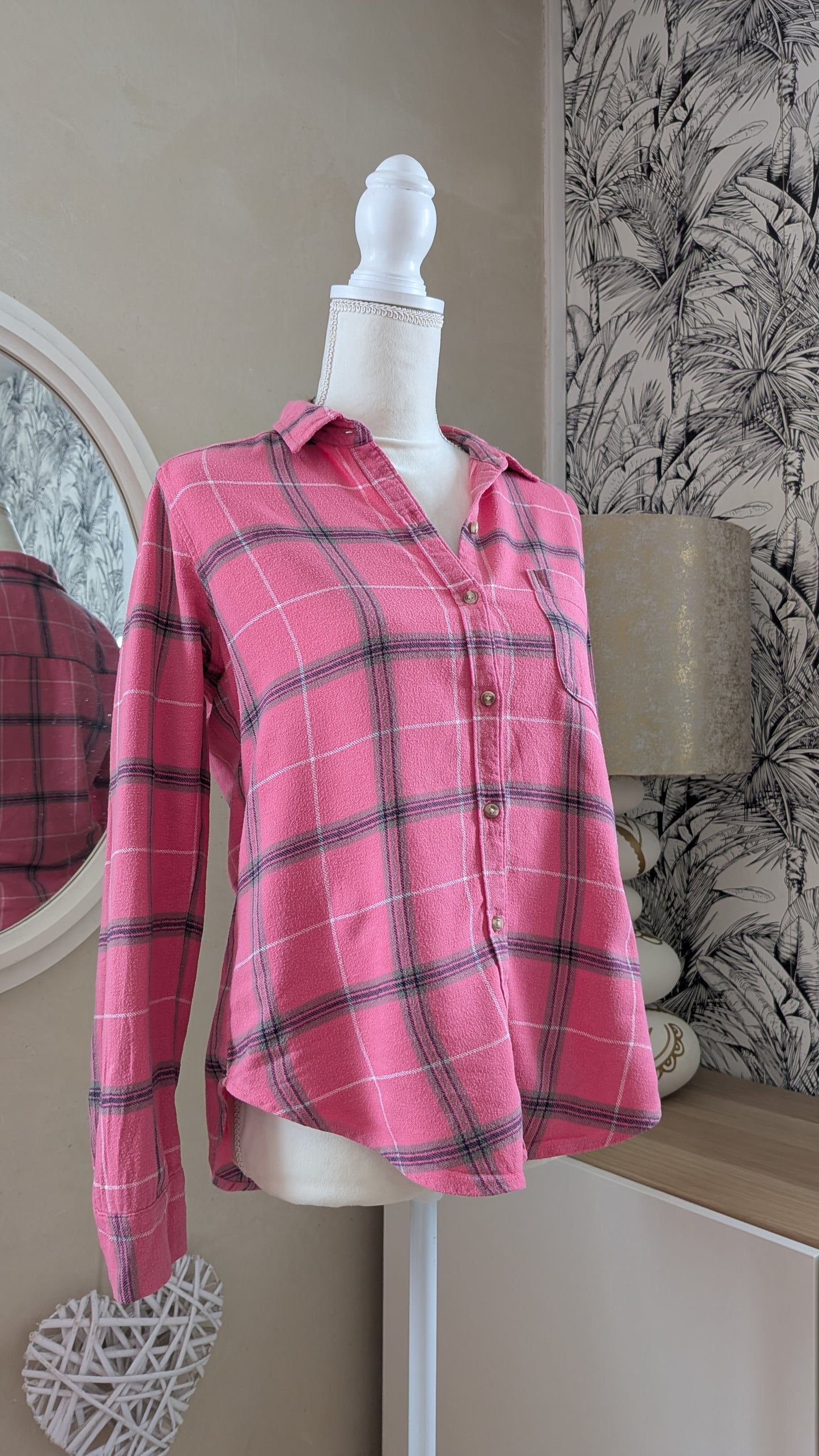 Chemise rose à carreaux - Hollister - 36