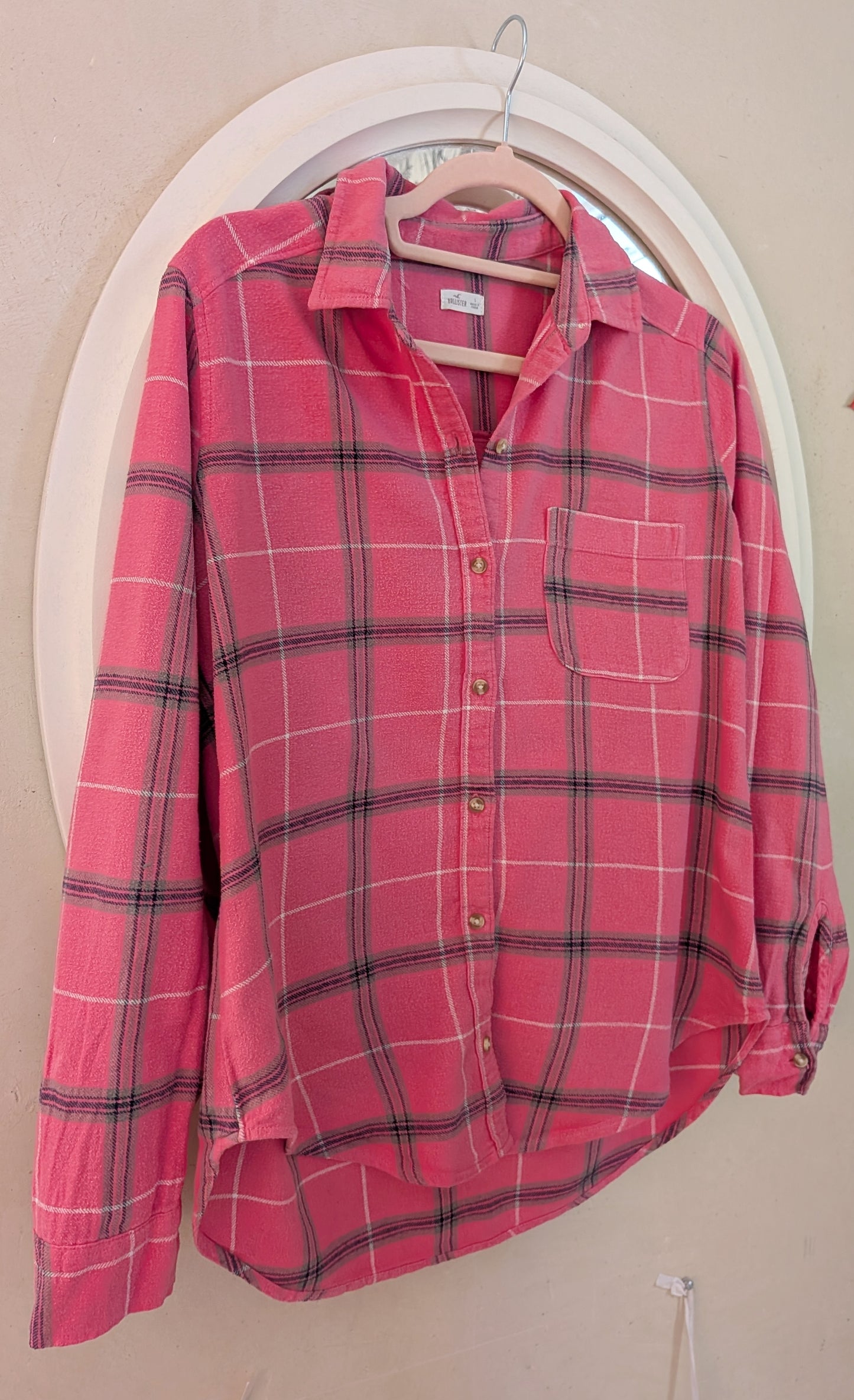 Chemise rose à carreaux - Hollister - 36