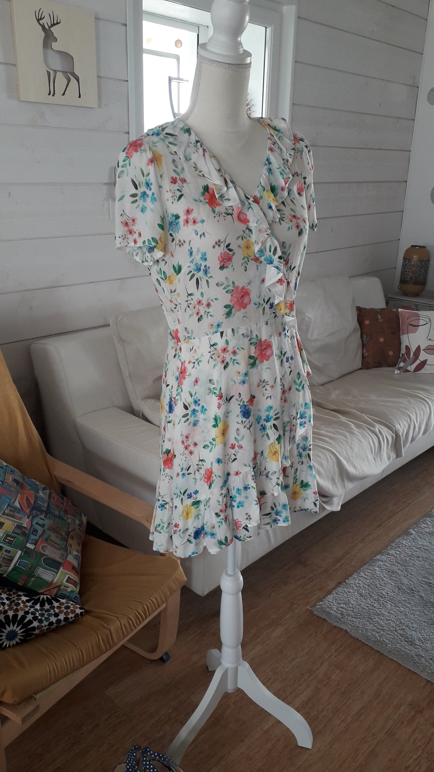 Robe blanche fleurie - boutique indépendante- 36